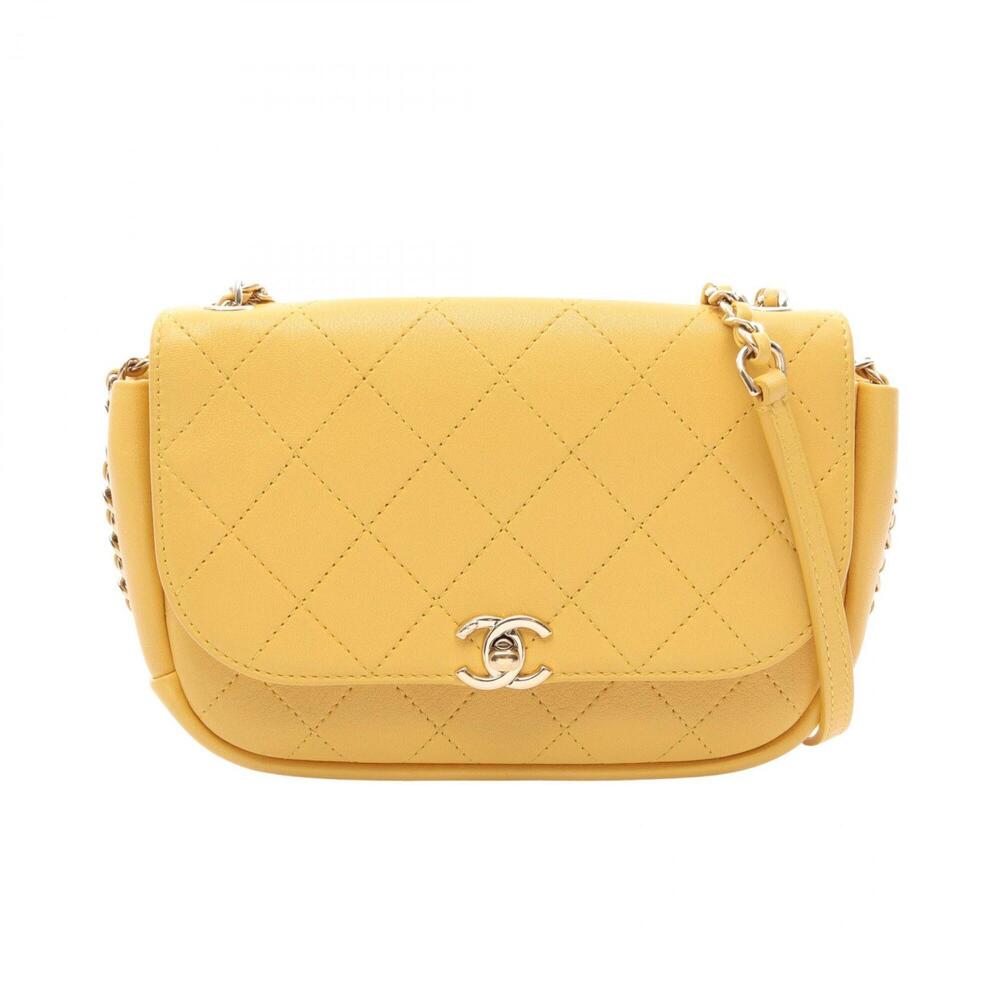 Chanel Matelassé Shoulder Bag/Handbag, Leather, Women's, Yellow
